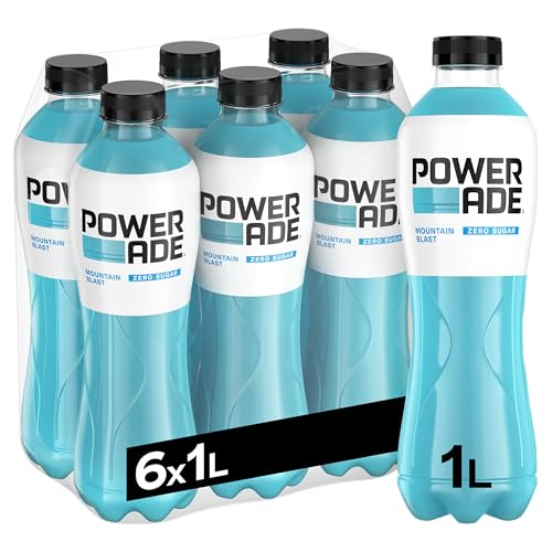 Powerade Sports Mountain Blast Zero - zuckerfreies, kalorienfreise, isotonisches Erfrischungsgetränk mit exotischem Fruchtgeschmack - Sport Drink in Einweg Flaschen (6 x 1000 ml) von Powerade