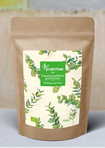 Prakritee Eukalyptus-Tee 500g | Bio | Premium-Qualität | Eukalyptusblätter geschnitten | DE-ÖKO-044 von Prakritee