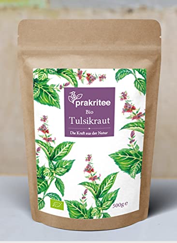 BIO Tulsi Tee 500g | Tulsikraut | Indisches Basilikum | Biologisch angebauten Indischen Basilikums | Kräutertee | Herbal Tea | ORGANIC Holy Basil | DE-ÖKO-044 von prakritee