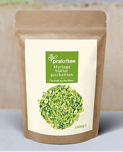 Moringablätter Tee 1000g 2er Pack (2 x 500g) | Blätter der feinsten Qualität | Moringa | Baum des Lebens | Beste Qualität Moringablätter geschnitten | von prakritee