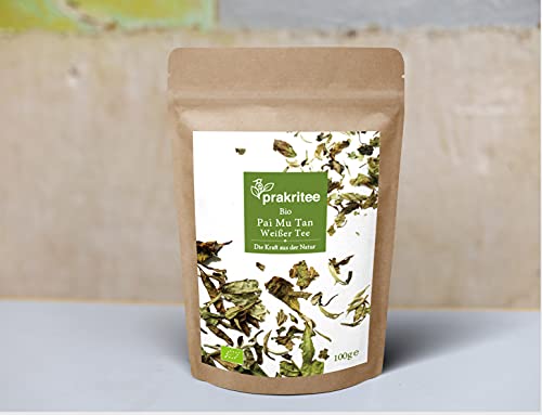 BIO Pai Mu Tan Weißer Tee 100g Weißer lose Tee Mild, Blumig, Fein und Aromatisch Nachhaltig und biologisch angebaut Hand gepflückt ORGANIC Pai Mu Tan white Tea DE-ÖKO-044 von Prakritee