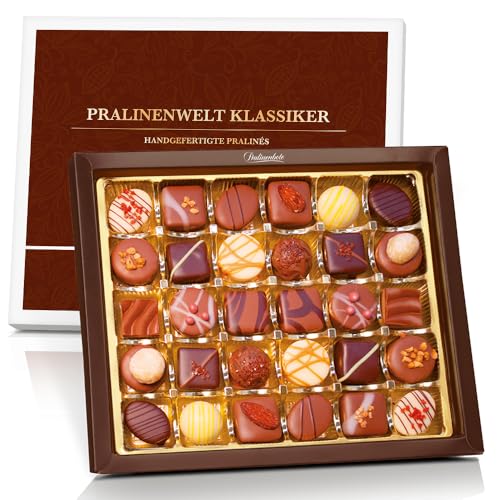 Pralinenbote – Pralinenwelt Klassiker mit 30 handgefertigten Pralinen deutscher Chocolatiers, das Pralinen Geschenk von Pralinenclub