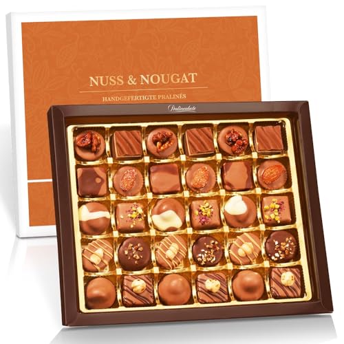 Pralinenbote - 30 Nuss & Nougat Pralinen, handgefertigt von deutschen Chocolatiers, das Pralinen Geschenk ohne Alkohol von Pralinenclub