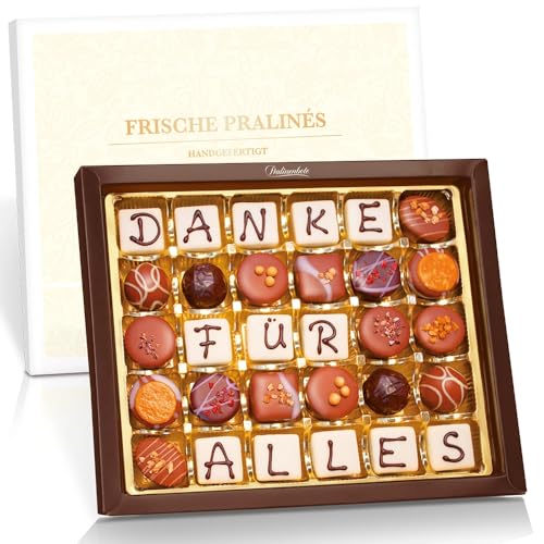 Pralinenbote - DANKE FÜR ALLES | Pralinen-Dankesbotschaft in der großen Geschenkbox | 30 Pralinen der Genussmanufaktur | 360g | Das exquisite Pralinen Dankeschön von Pralinenclub