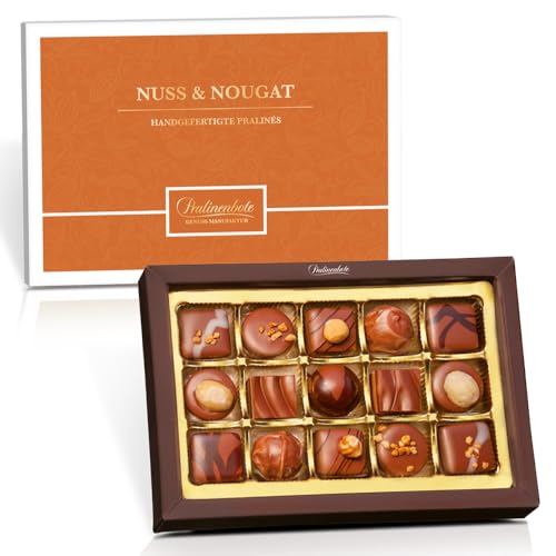 Pralinenbote Genussmanufaktur - 15 Nuss & Nougat Pralinen, handgefertigt von deutschen Chocolatiers, das exklusive Pralinen Geschenk ohne Alkohol Pralinenbote Genussmanufaktur - 15 Nuss & Nougat Pralinen, handgefertigt von deutschen Chocolatiers, das exklusive Pralinen Geschenk ohne Alkohol von Pralinenclub