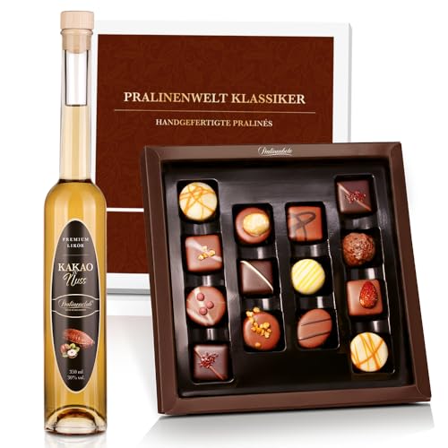 Pralinenbote Genussmanufaktur – Geschenk-Set Kakao & Nuss Likör & Pralinenwelt Klassiker mit 14 handgefertigten Pralinen deutscher Chocolatiers, das edle Genuss Geschenk Pralinenbote Genussmanufaktur – Geschenk-Set Kakao & Nuss Likör & Pralinenwelt Klassiker mit 14 handgefertigten Pralinen deutscher Chocolatiers, das edle Genuss Geschenk von Pralinenclub