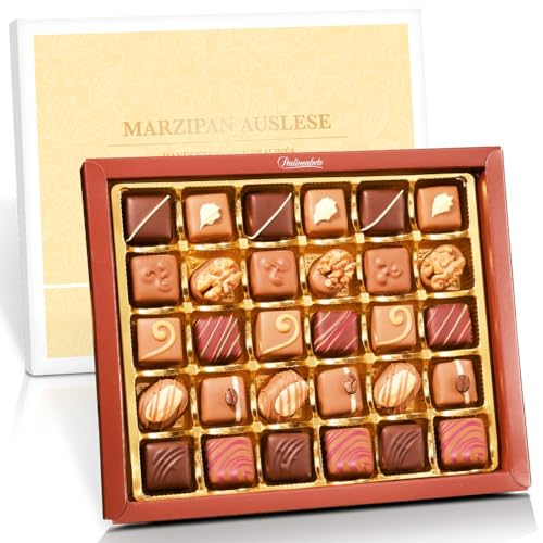 Pralinenbote - Marzipan Auslese mit 30 handgefertigten Pralinen deutscher Chocolatiers, das Pralinen Geschenk von Pralinenclub