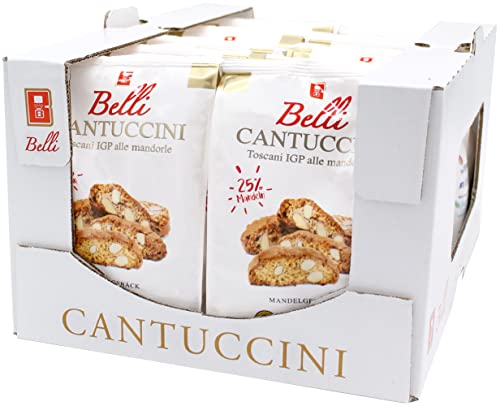 Belli Cantuccini 10er Pack IGP alle mandorle 25% Mandeln (10x 250g) | Mandelgebäck aus Italien | Keks mit Mandeln | 2500g abgepackte Gebäckstücke | italienische Kekse von Biscottificio Belli s.r.l