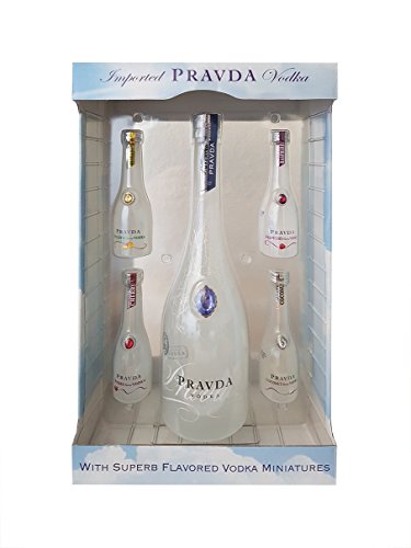 Exklusive Geschenkidee Pravda Vodka + 4x Pravda Mini-Wodka | 1x 0,7 Liter, 40%, 4x 0,05 Liter, 37,5% von Prawda