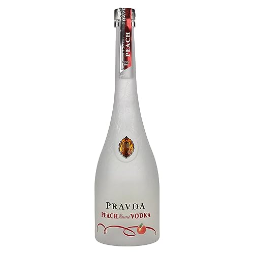 Pravda Vodka Peach 0,7l 37,5% Vol - Polnischer Wodka mit Pfirsicharoma Glasflasche von Prawda