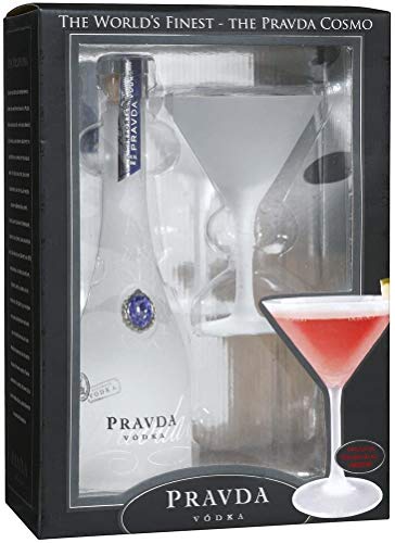 Pravda Vodka Cosmo Gift Set Geschenkset mit Cosmopolitan-, 1er Pack a 0,350 L 40% vol. von Prawda