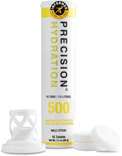 Precision Hydration Elektrolytgetränk - Mehrfachstärke Brauseelektrolyttabletten - Kalorienarm, Glutenfrei, Vegan/Vegetarisch - (500mg/l - Gelb Rohr), 1 Tube mit 15 Tabletten von Precision Hydration