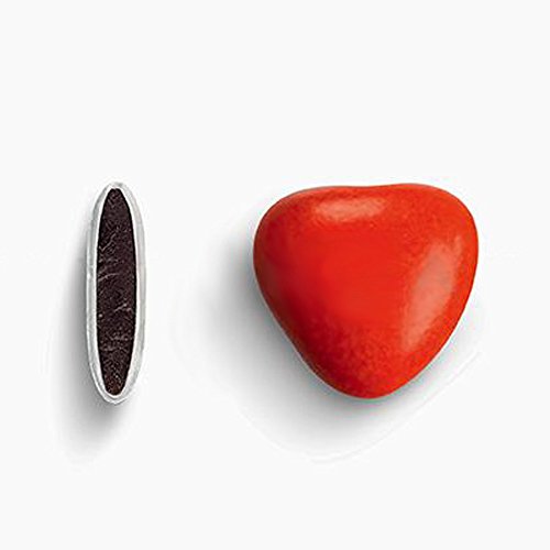 Herzdragees rot 500 g (ca. 250-275 Stück) - Gastgeschenke Hochzeit Bonboniere Candy Bar Give Aways - Schokolinsen Herz Schokodragees Schokoherzen Schokoladenherzen - Alternative zu Hochzeitsmandeln von Premium Weddings