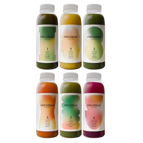 PRESSBAR Saftkur CLASSIC 3 Tage - 18 Säfte (330ml) kaltgepresst - Fastenkur - iPhone und Android App und Booklet zur Begleitung der Kur - Aus 100% Obst & Gemüse - inkl. 4,50€ Pfand von Pressbar