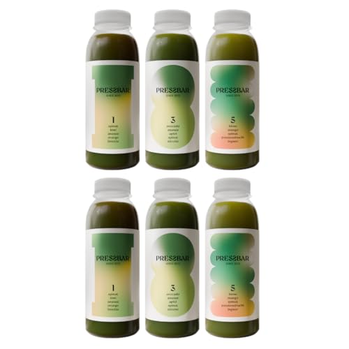 PRESSBAR Saftkur GREEN 5 Tage - 30 grüne Säfte (330ml) kaltgepresst - Fastenkur - iPhone und Android App und Booklet zur Begleitung der Kur - Aus 100% Obst & Gemüse - inkl. 7,50€ Pfand von Pressbar