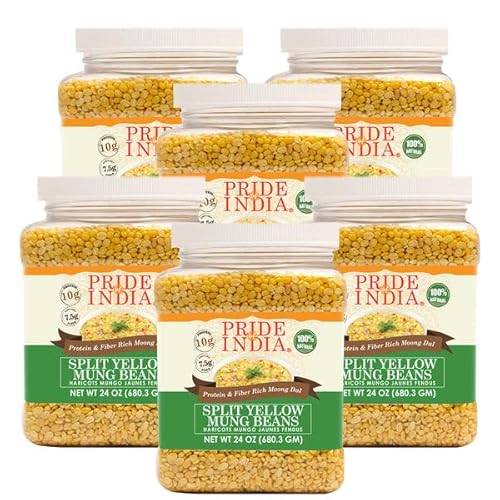 Pride Of India 6 Stück – Indische Mung-Linsen – Protein & Ballaststoffe reich an Moong Dal, 0,7 kg Glas Pride Of India 6 Stück – Indische Mung-Linsen – Protein & Ballaststoffe reich an Moong Dal, 0,7 kg Glas von Pride Of India