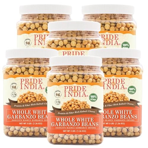 Pride Of India 6 Stück – indische Garbanzo-Bohnen 10 mm – Protein- und Ballaststoffreiches Kabuli Chana, 1,4 kg Glas Pride Of India 6 Stück – indische Garbanzo-Bohnen 10 mm – Protein- und Ballaststoffreiches Kabuli Chana, 1,4 kg Glas von Pride Of India