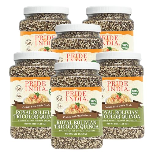 Pride Of India - 6 Stück – natürliche dreifarbige bolivianische Royal Quinoa – proteinreiches Vollkornglas, 1,4 kg Glas Pride Of India - 6 Stück – natürliche dreifarbige bolivianische Royal Quinoa – proteinreiches Vollkornglas, 1,4 kg Glas von Pride Of India