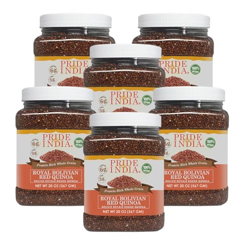 Pride Of India - 6 Stück – natürliche rote Royal Quinoa – 100 % bolivianisches hochwertiges Protein reiches Vollkorn, 0,6 kg (567 g) Glas von Pride Of India
