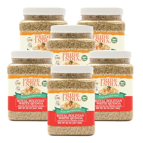 Pride Of India - 6 Stück – natürliche weiße Royal Quinoa – 100 % bolivianisches hochwertiges Protein reiches Vollkorn, 0,6 kg Glas von Pride Of India