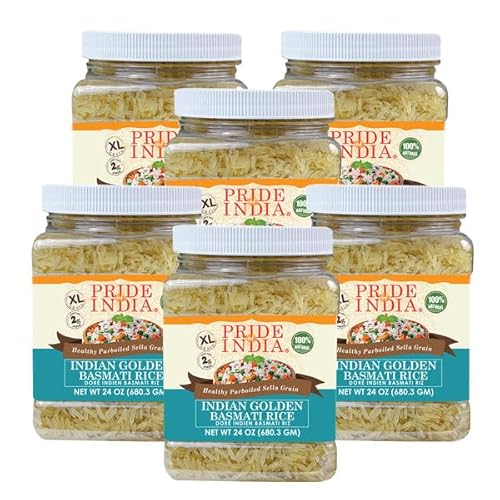 Pride Of India - 6er Pack - Extra Long Indian Golden Basmati Reis - Gesunder Grain Parboiled Gesunder Sattel, 0,7 kg Dose von Pride Of India