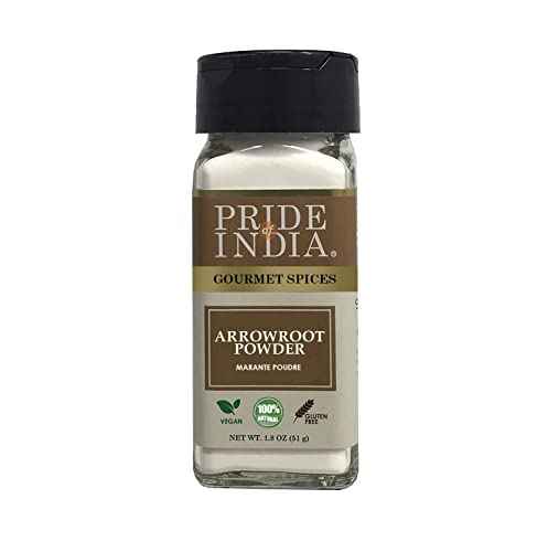 Pride Of India - Bio-Arrowroot-gemahlenes Pulver - 51 g (1,8 Unzen) Dual Sifter Jar, authentisches indisches veganes Mehl, am besten in Cakes Pies Sauce von Pride Of India