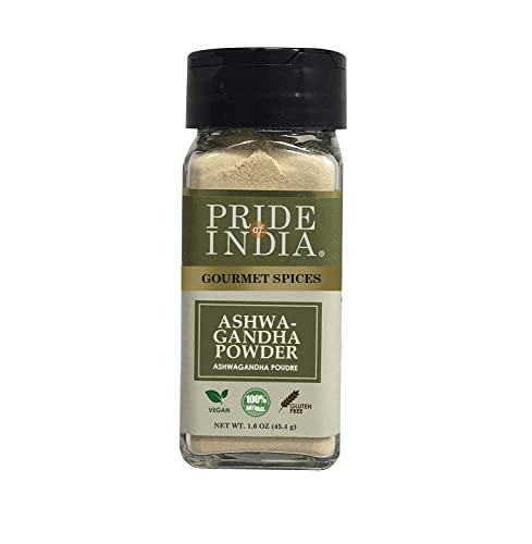 Pride Of India - Bio-Grundpulver aus Ashwagandha-Wurzel, 45 g (1,6 Unzen) Dual Sifter Jar Pure & Vegan Superfood Supplement reguliert das Gewicht von Pride Of India