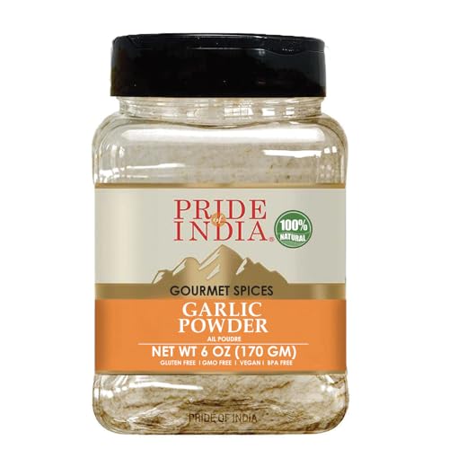 Pride Of India -Garlic fein gemahlenes -24 oz (680gm) Große Dual-Sichter Jar -Authentic Indian Spice Staple von Pride Of India