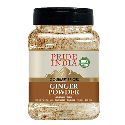 Pride Of India Ginger Fein boden- 12 oz (340 g) Großer Dual-Sichter Jar - Certified Indian Spice - (Ingwer fein gemahlen - große Doppelsiebglas - Certified Organic indische Gewürz) von Pride Of India