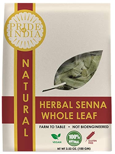 Pride Of India - Indian Organic Tea & Kräuter Pack (Organic Senna Kräutertee ganzes Blatt (100 g - 3,53 Unzen) von Pride Of India