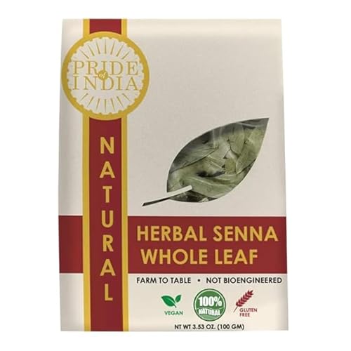 Pride Of India - Indian Organic Tea & Kräuter Pack (Organic Senna Kräutertee ganzes Blatt (100 g - 3,53 Unzen) von Pride Of India