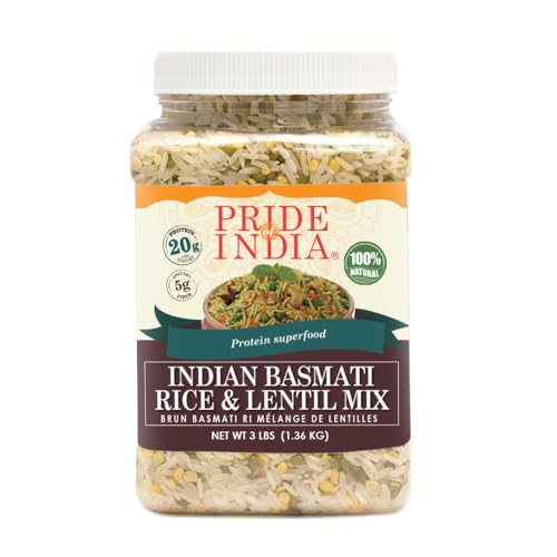 Pride Of India - Indian Weiß Basmati-Reis und Linsen Kitchari Mix Protein Supernahrungsmittel, 3 lbs (1360 g) - Indischer weißer Basmati-Reis und Linsen-Kitchari Mix von Pride Of India
