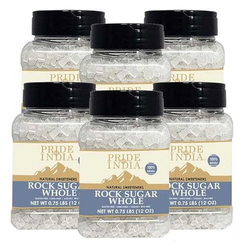 Pride Of India - Natürlicher Kristallsteinzucker ganz – 340 g mittelgroßes Doppelsiebglas – authentische indische Zuckerkristalle – zum Süßen von Milch oder Tee – bietet das beste von Pride Of India