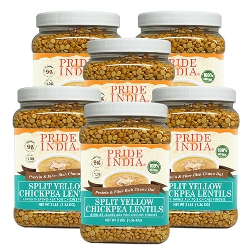 Pride Of India - Packung mit 6 indischen gelben Linsen mit Kichererbsen – Chana Dal reich an Proteinen und Ballaststoffen, 1,4 kg von Pride Of India