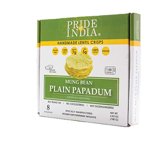 Pride Of India - Papadum Lentil Crisp (Plain Mungobohnen (Moong dal) Sada Papadum - 10 Stück) von Pride Of India