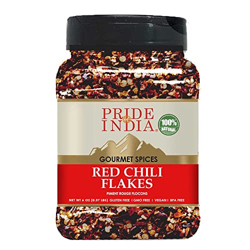 Pride Of India - Red Hot Chili Flakes - 14 Unzen (396 g) Großer Dual-Sichter Jar - Gebraucht, in salzigen Speisen - Best Authentic Indian Spice von Pride Of India