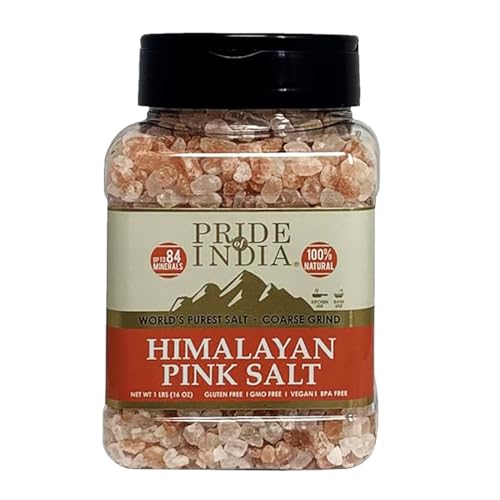 Pride Of India Reines rosa Salz aus dem Salzbereich Pakistan - angereichert mit 84+ natürlichen Mineralien, grob gemahlen (16 oz, 450 g) von Pride Of India