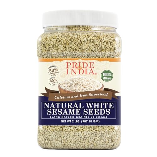 Pride Of India - White Sesam unhulled - Calcium & Eisen Supernahrungsmittel, 02.50 Pfund (1134 g) Jar - White Sesam ungeschält - ausgezeichnet für die Gesundheit des Körpers, enthält viele Mineralien von Pride Of India