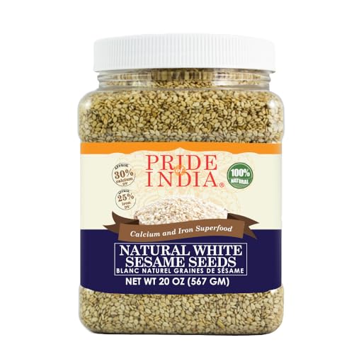 Pride Of India - White Sesam unhulled - Calcium & Eisen Supernahrungsmittel, 1,25 Pfund (567 g) Jar - ungeschält weiß Sesam, Kalzium und Eisen Supernahrungs von Pride Of India
