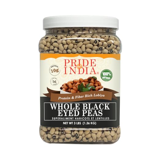 Pride Of India - Whole Black Eyed Peas -3 lbs (1360 g) Jar -Indische getrocknet cowpeas -mildes und erdiges Aroma - Protein (10 g) und Faser (5 g) pro Portion - vorzugsweise mit Brot und Reis von Pride Of India