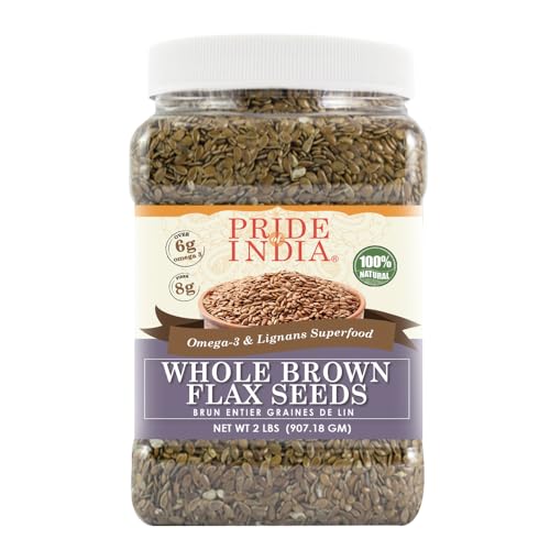 Pride Of India - Whole Brown Flax Seeds - Omega-3 & Lignan Supernahrungsmittel, 2,75 Pfund (1248 g) Jar Protein und ballaststoffreiche Ernährung von Pride Of India