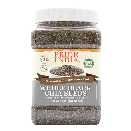 Pride Of India - Whole Schwarz Chia-Samen Raw (Pesticide Free) - Omega-3 & Calcium Supernahrungsmittel, 3 Pound Jar - Ganze schwarze Chiasamen roh (pestizidfrei) - Protein & Faser Superseed von Pride Of India