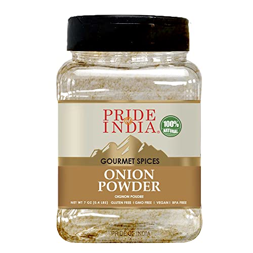 Pride Of India Zwiebel Feine boden- 22 Unzen (624 g) Großer Dual-Sichter Jar - zertifizierte reine indische Staple Spice - Versatile Flavour - (Zwiebel fein gemahlen - Pures Indian Grundnahrungsmittel Gewürz) von Pride Of India