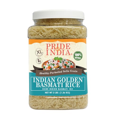 Pride Of India - extralange Goldener indischer Basmati-Reis - 3,3 lbs (53 Unzen) jar - gesünder, straff Parboiled Sella -Low glykämischen Wert beschneidet - Dill Reis, etc Afgani Pulao von Pride Of India