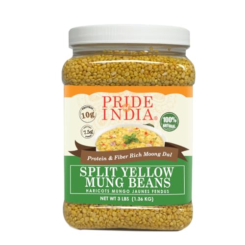 Pride Of India indian Split gelbe Mungo Linsen Protein und ballaststoffreiche Moong dal, 3 Pfund jar von Pride Of India