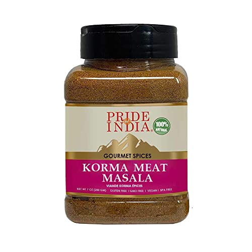 Pride of India - Bio Korma Fleisch Masala - 7 unzen (200gm)- Ausgezeichnete Wahl, um einzigartige Aromen zu Korma & andere Currys-Einzigartig distinct Kräuteraroma hinzufügen - GVO-frei, Glutenfrei von Pride Of India