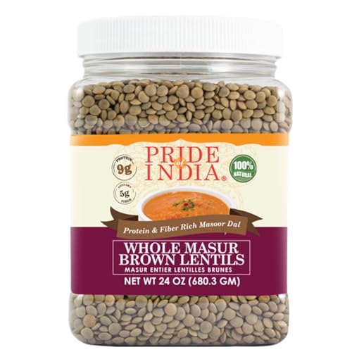 Pride of India - und Reis. Korngläser (Whole Brown Masur purpurne Linsen (Masoor Whole), 1,5 lb Jar) von Pride Of India