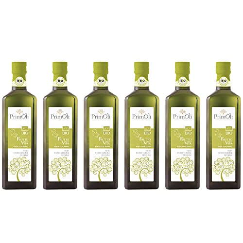 PrimOli Kaltgepresstes Bio Olivenöl IL FRUTTO DELLA VITA aus 100% ITALIENISCHEN BIO OLIVEN, von Biooliven, fruchtig, ideal zu hausgemachter Pasta, gegrilltem Gemüse, Braten oder Bruschetta, 6x500 ml von PrimOli