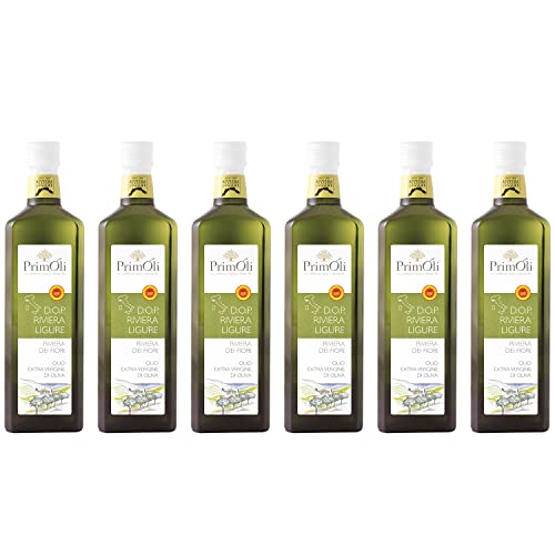 PrimOli Kaltgepresstes Olivenöl D.O.P. RIVIERA LIGURE aus Norditalien, leicht fruchtig, ideal zu Fisch, Meeresfrüchten und zur Zubereitung delikater Soßen, 6x500 ml von PrimOli