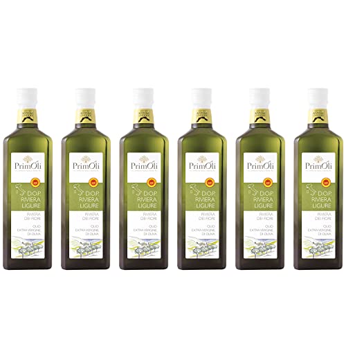 PrimOli Kaltgepresstes Olivenöl D.O.P. RIVIERA LIGURE aus Norditalien, leicht fruchtig, ideal zu Fisch, Meeresfrüchten und zur Zubereitung delikater Soßen, 6x500 ml von PrimOli